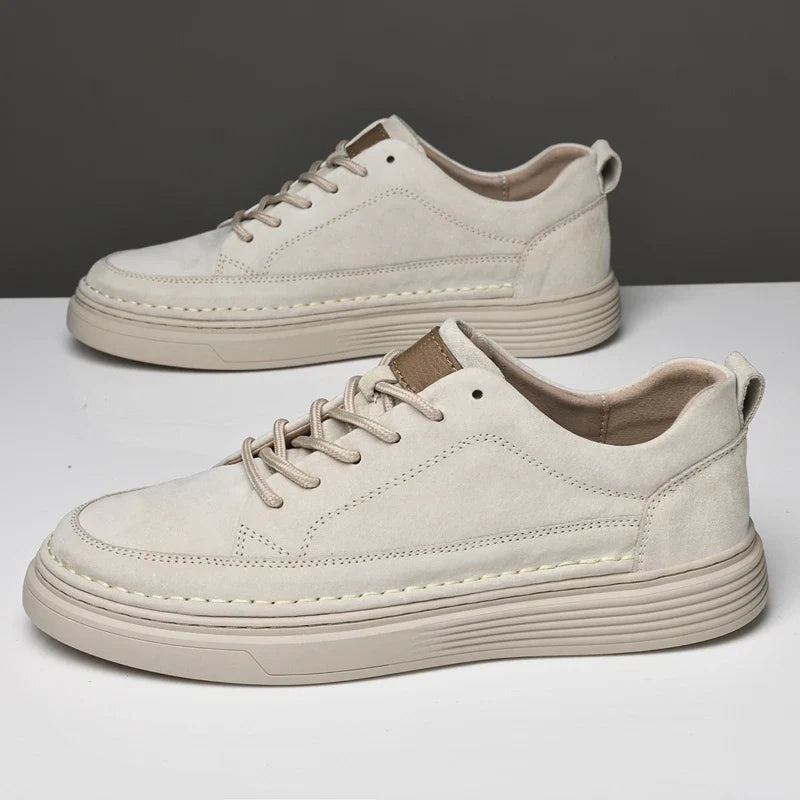 Chaussures en cuir véritable homme avec semelle en caoutchouc