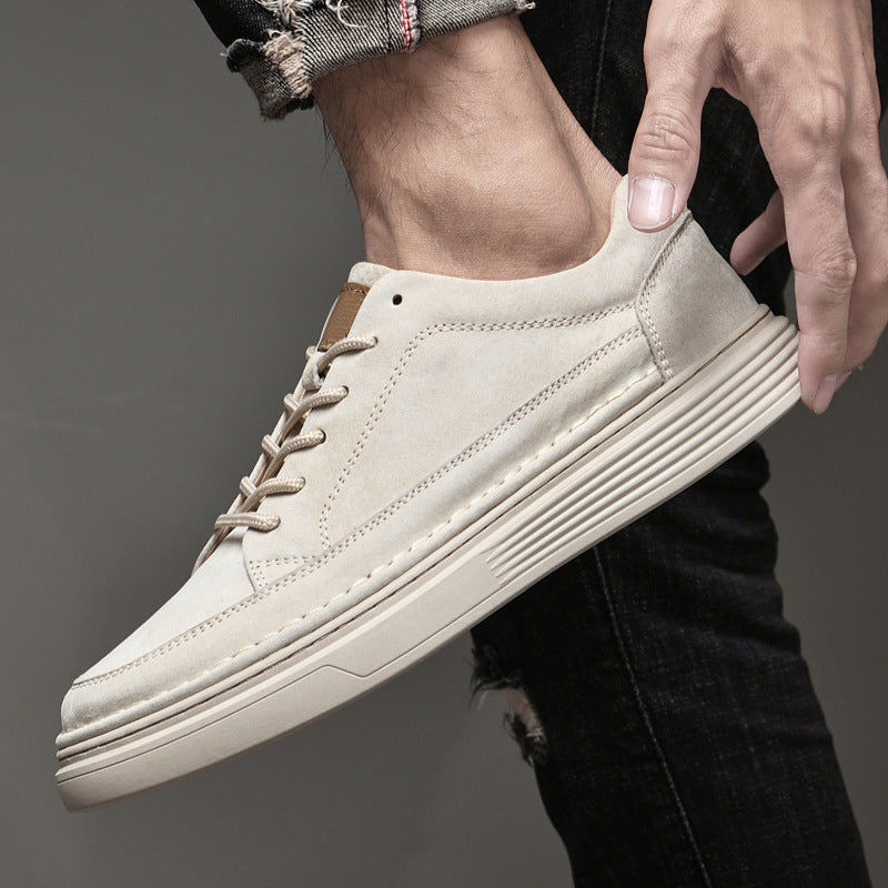 Chaussures en cuir véritable homme avec semelle en caoutchouc