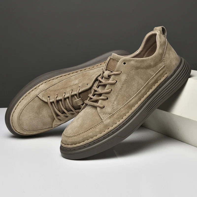 Chaussures en cuir véritable homme avec semelle en caoutchouc
