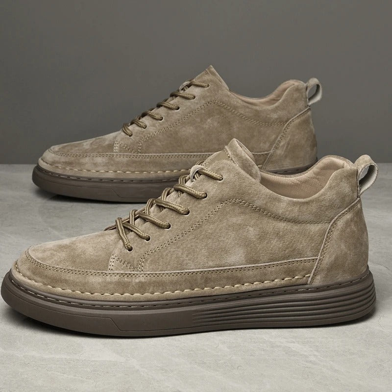 Chaussures en cuir véritable homme avec semelle en caoutchouc