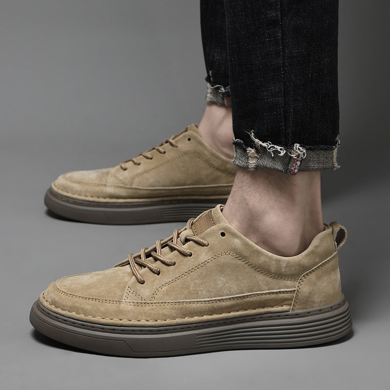Chaussures en cuir véritable homme avec semelle en caoutchouc