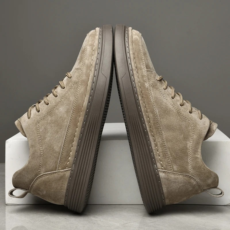 Chaussures en cuir véritable homme avec semelle en caoutchouc