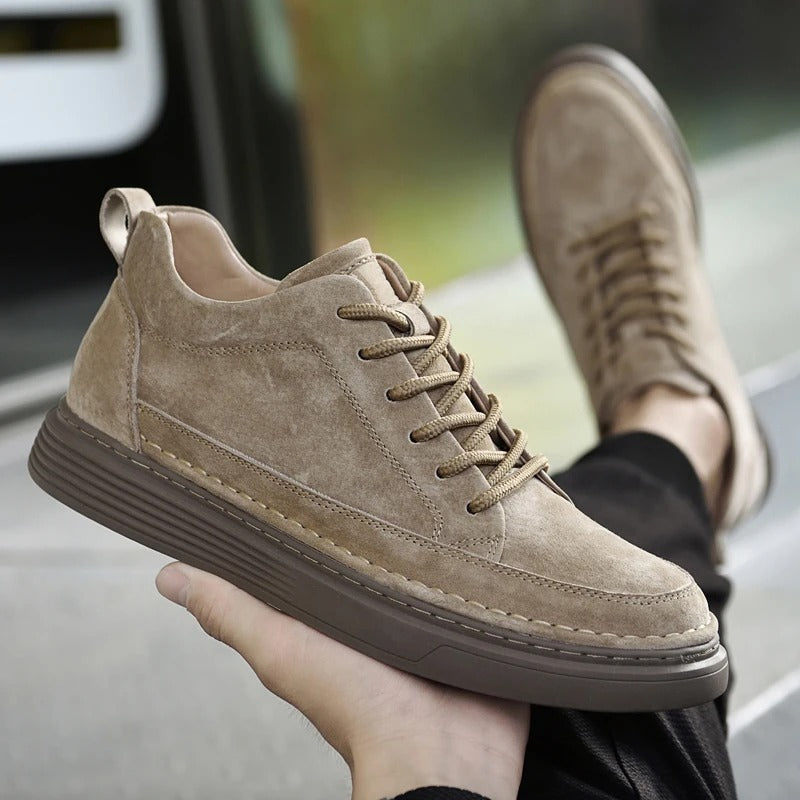 Chaussures en cuir véritable homme avec semelle en caoutchouc