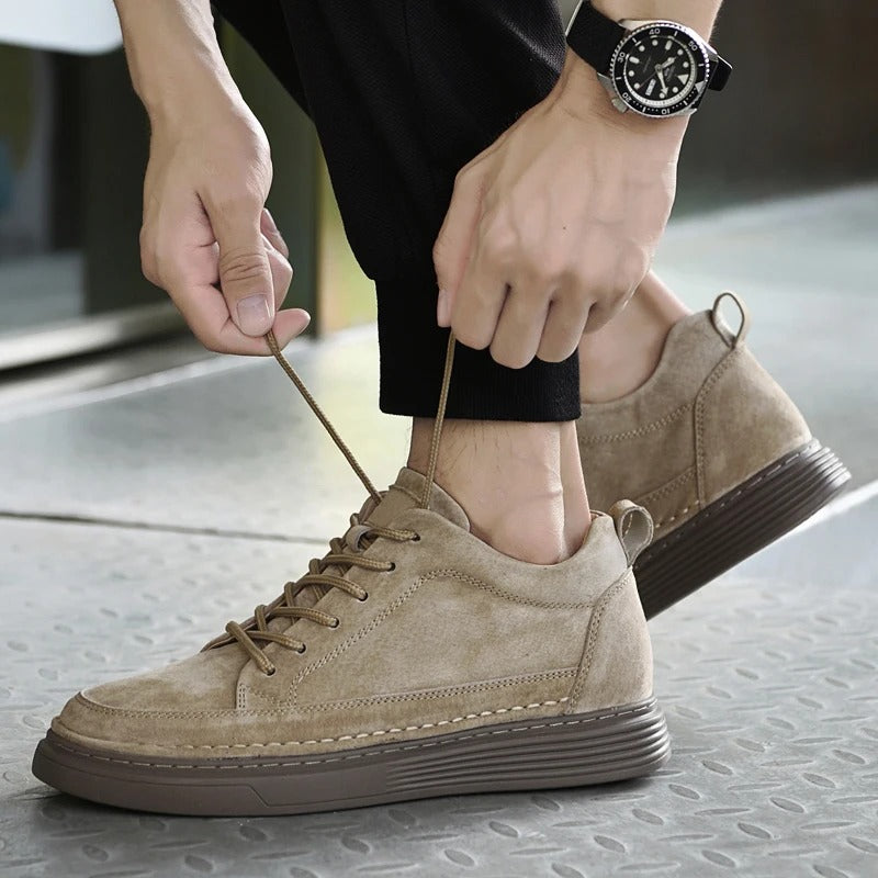 Chaussures en cuir véritable homme avec semelle en caoutchouc