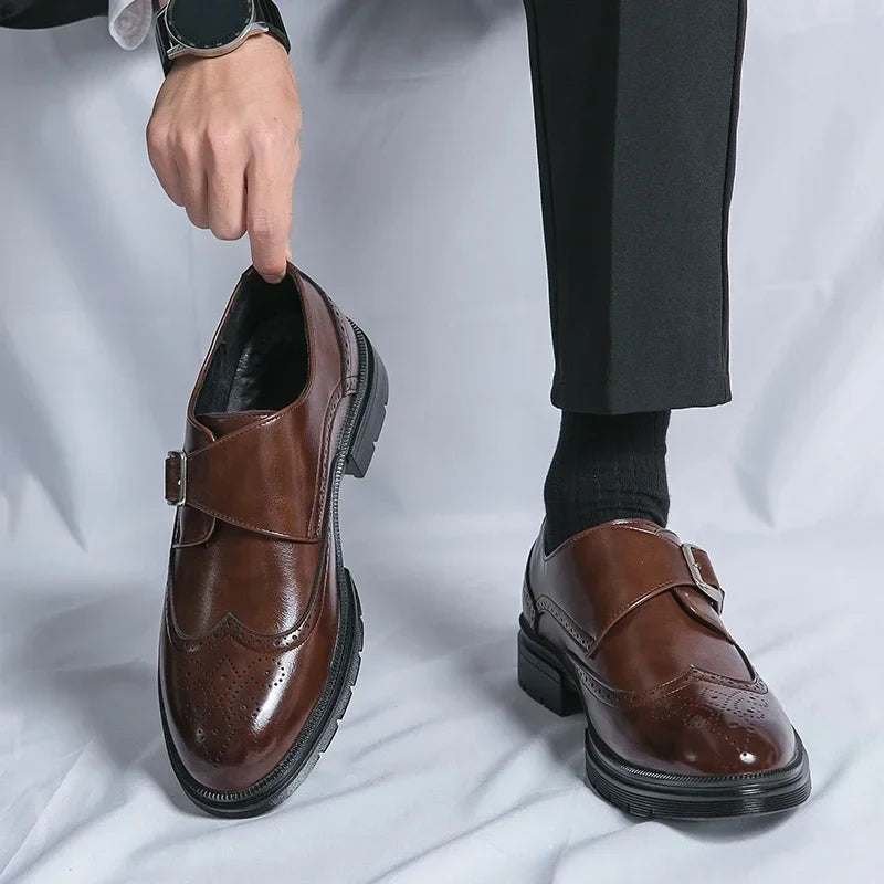Chaussures Habillées Homme à Boucle Cuir Végane Semelle Caoutchouc