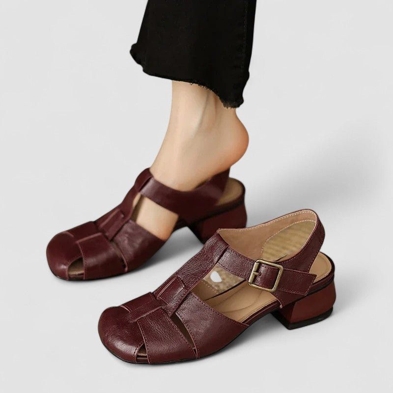 Chaussures Mary Jane Orthopédiques Femme Talon Bloc - Marron