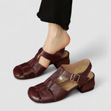 Chaussures Mary Jane Orthopédiques Femme Talon Bloc - Marron