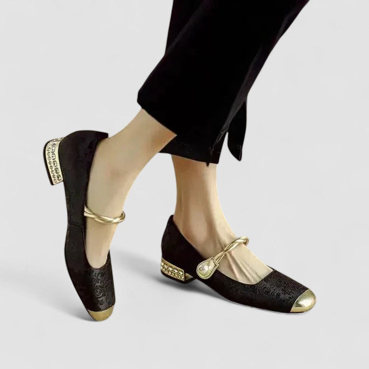 Chaussures Mary Jane Orthopédiques Femme Talon Bloc Bride - Noir