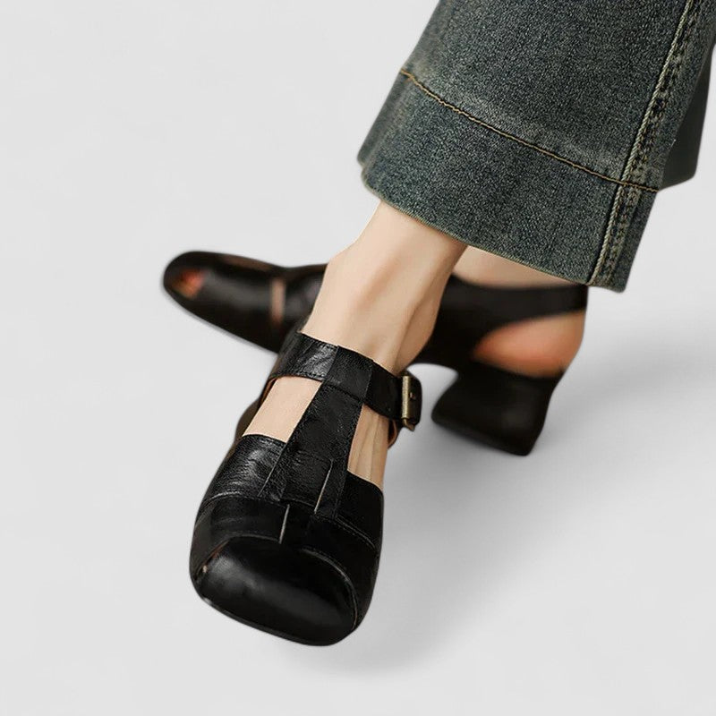 Chaussures Mary Jane Orthopédiques Femme Talon Bloc - Noir