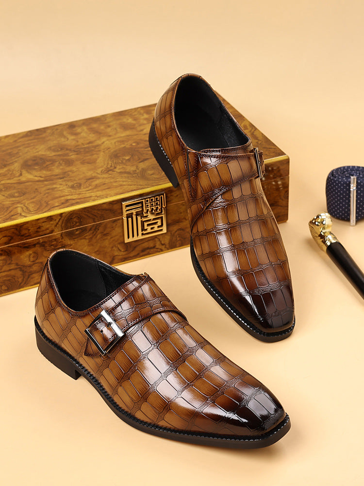 Gaston - Chaussures Monk Strap Croco