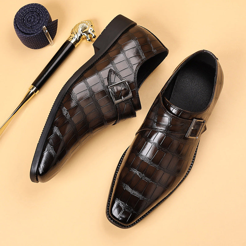 Gaston - Chaussures Monk Strap Croco