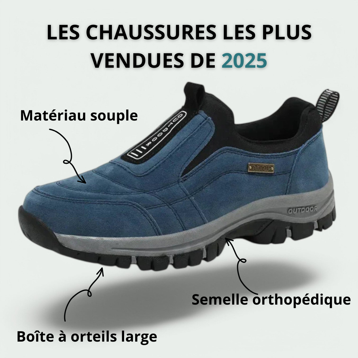 Chaussures orthopédiques de promenade homme confort