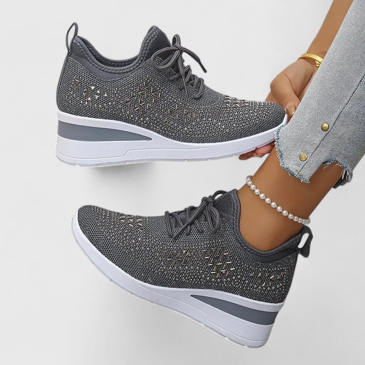 Chaussures orthopédiques femme confort compensées - Gris