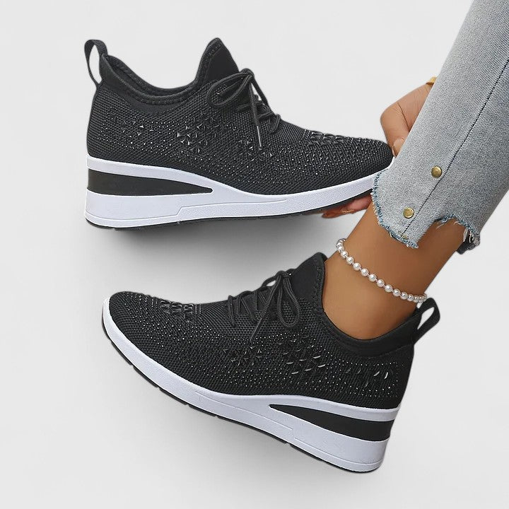 Chaussures orthopédiques femme confort compensées - Noir