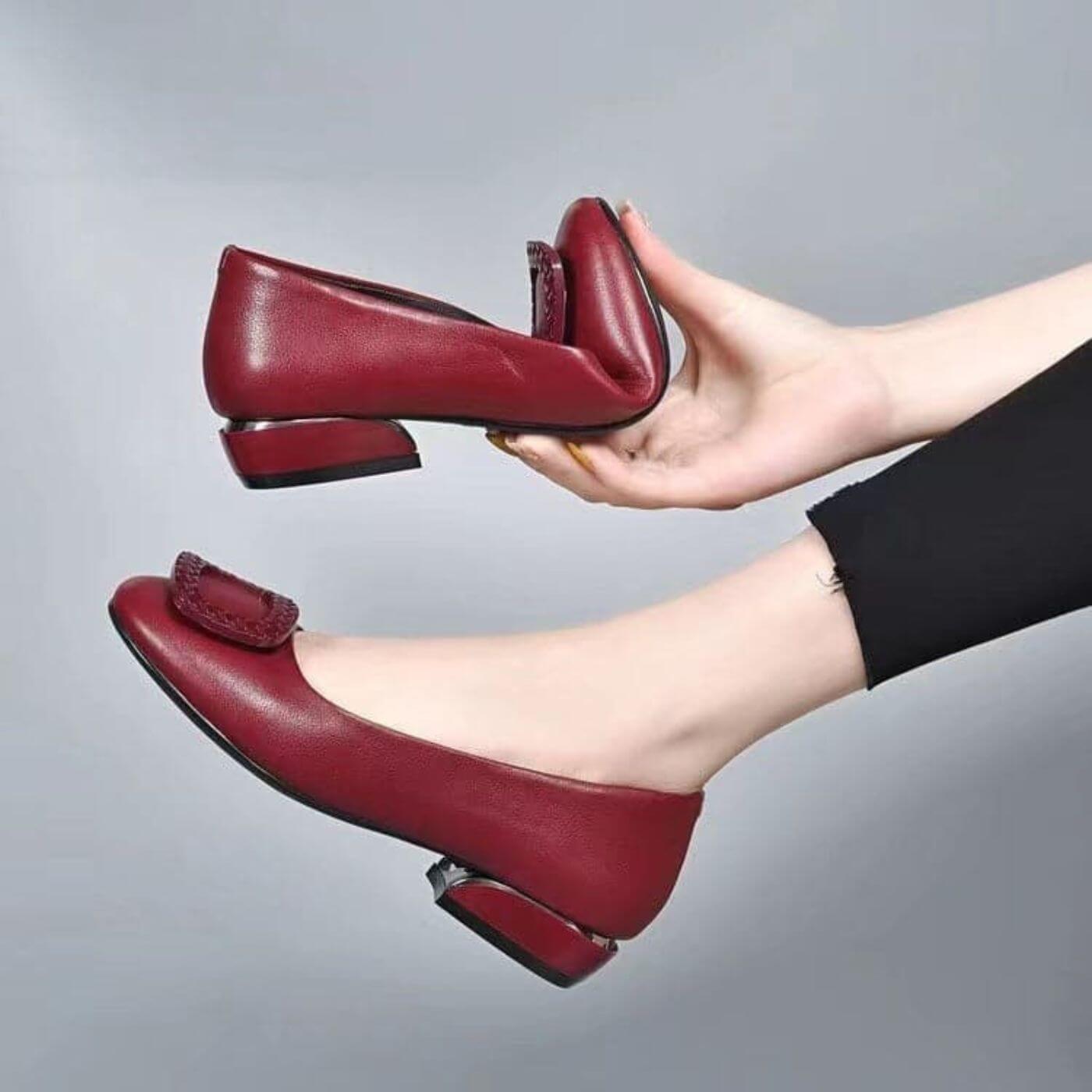 Chaussures Orthopédiques Femme en Cuir - Rouge