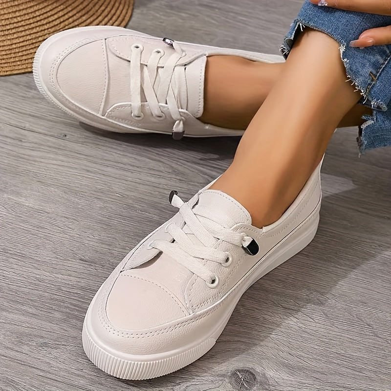 Chaussures Orthopédiques Femme en Cuir à Lacets - Beige