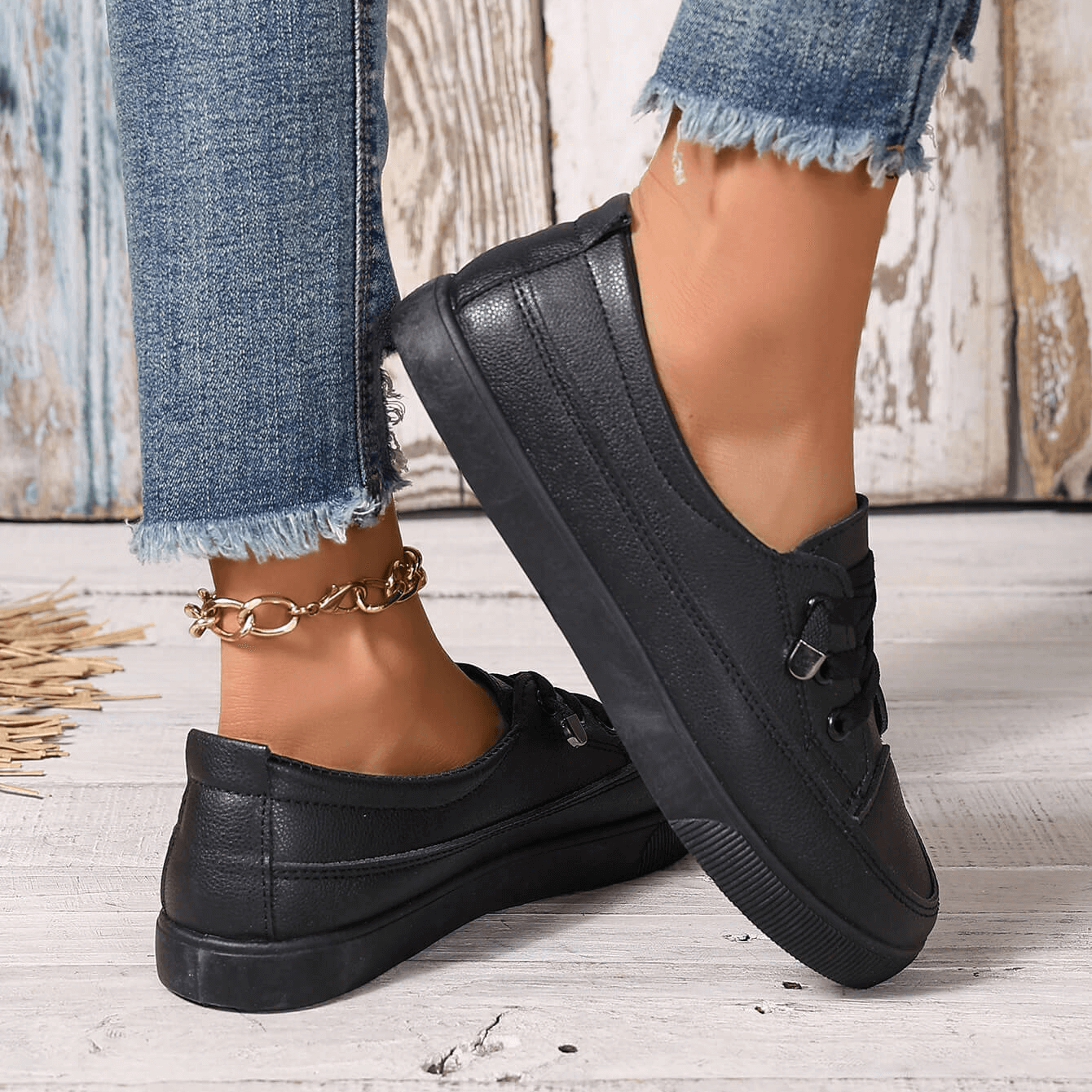Chaussures Orthopédiques Femme en Cuir à Lacets