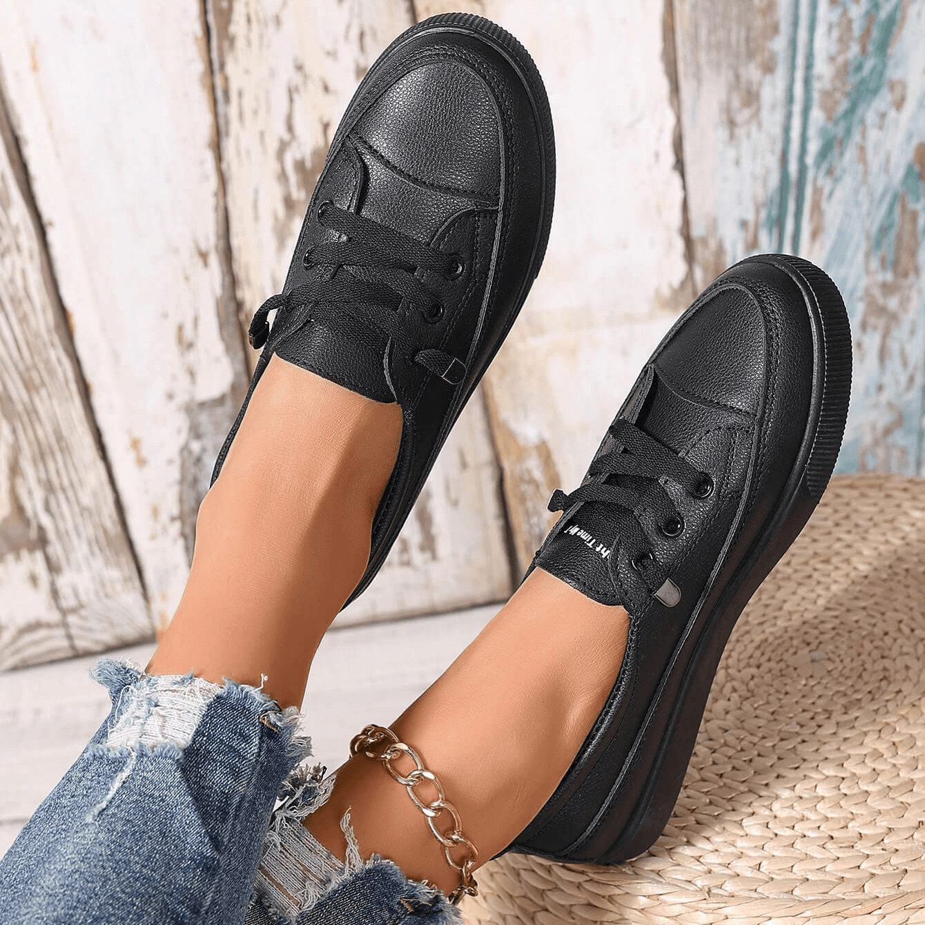 Chaussures Orthopédiques Femme en Cuir à Lacets