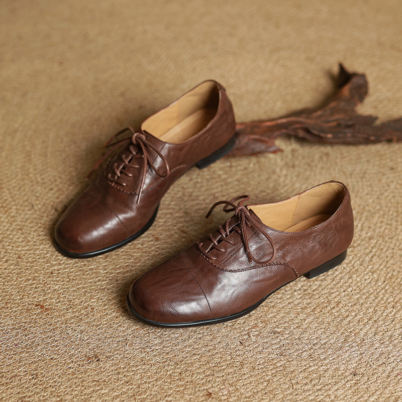 Chaussures Oxford Femme en Cuir Véritable