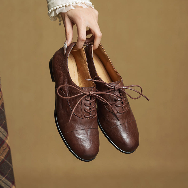 Chaussures Oxford Femme en Cuir Véritable