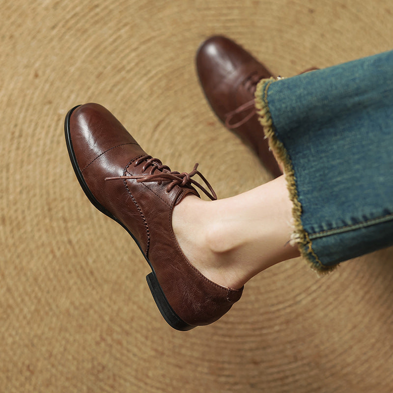 Chaussures Oxford Femme en Cuir Véritable
