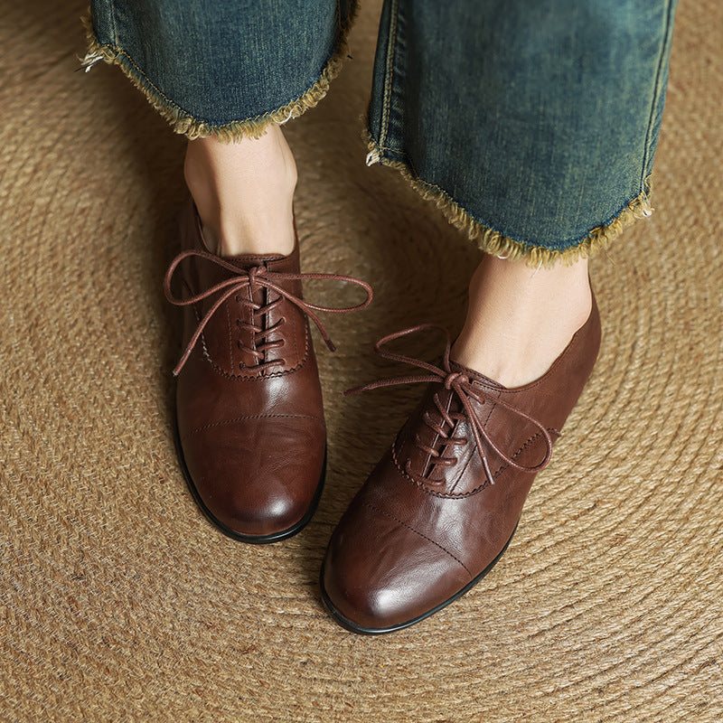 Chaussures Oxford Femme en Cuir Véritable