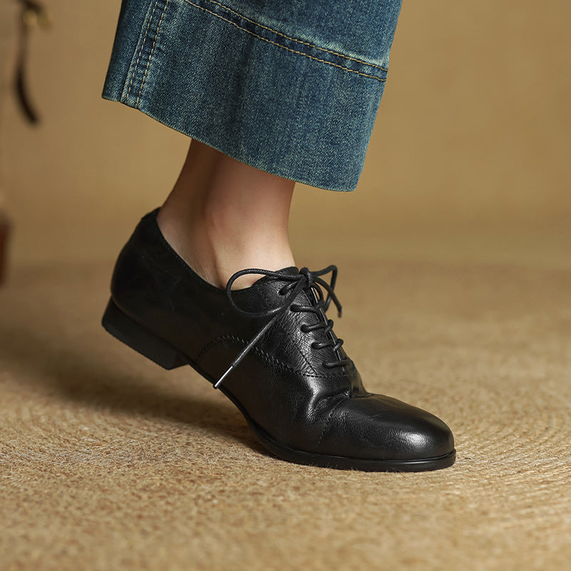 Chaussures Oxford Femme en Cuir Véritable