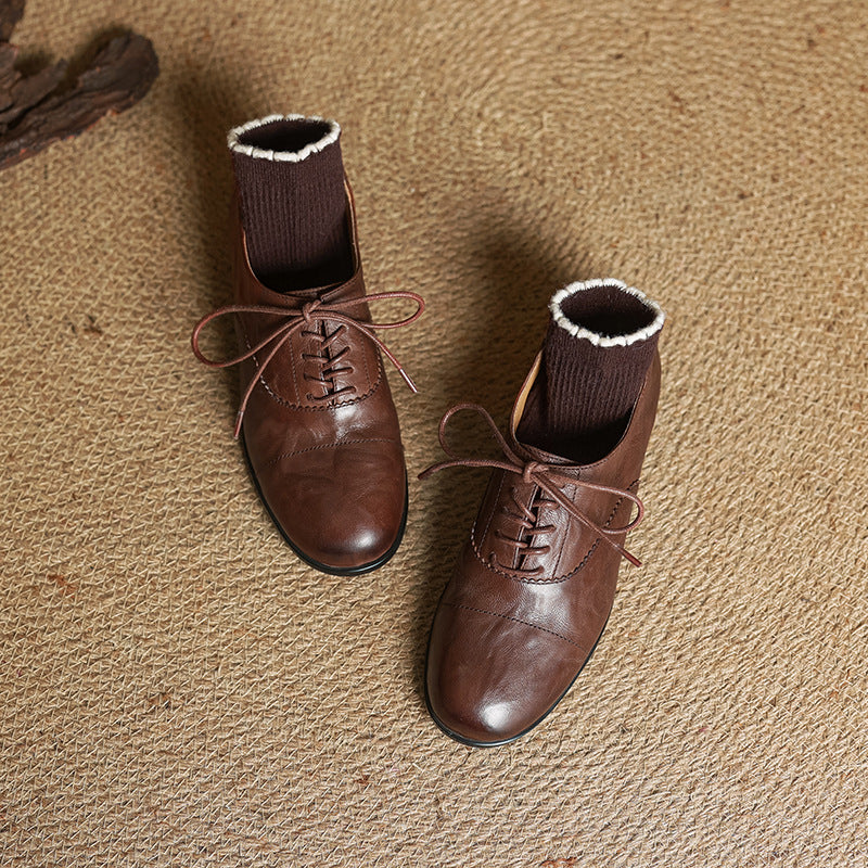 Chaussures Oxford Femme en Cuir Véritable