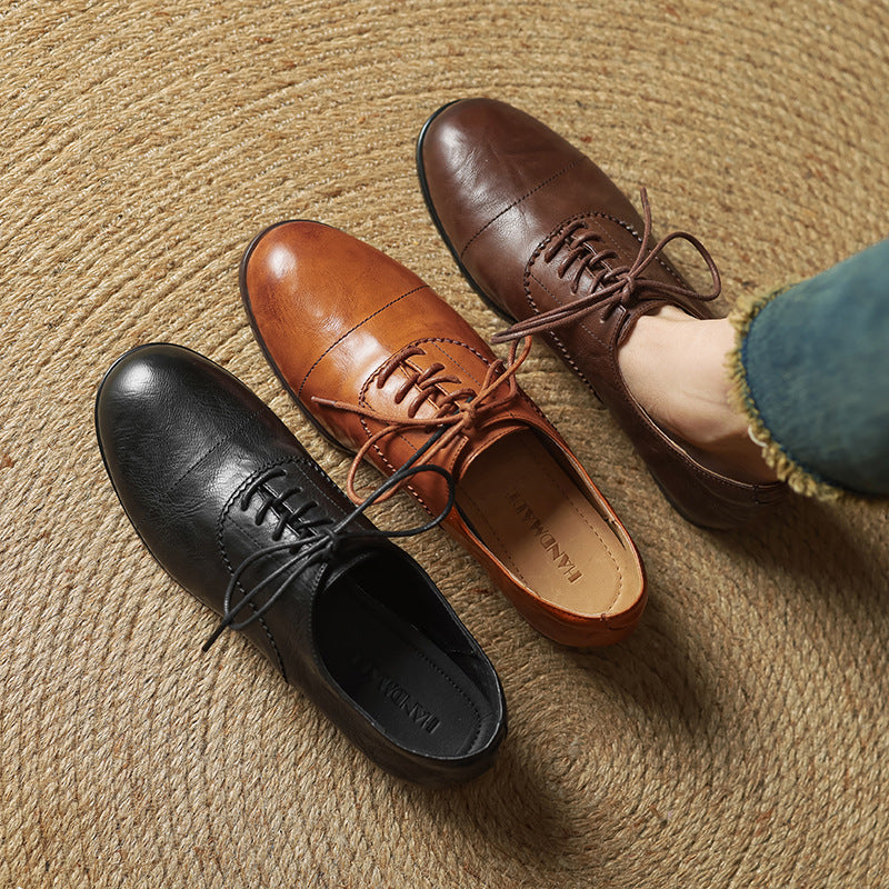 Chaussures Oxford Femme en Cuir Véritable