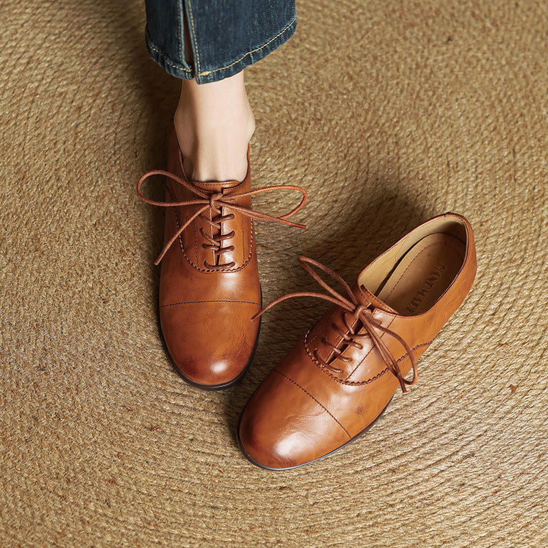 Chaussures Oxford Femme en Cuir Véritable
