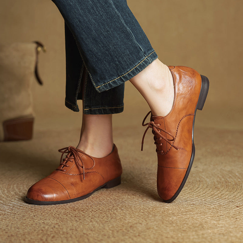 Chaussures Oxford Femme en Cuir Véritable