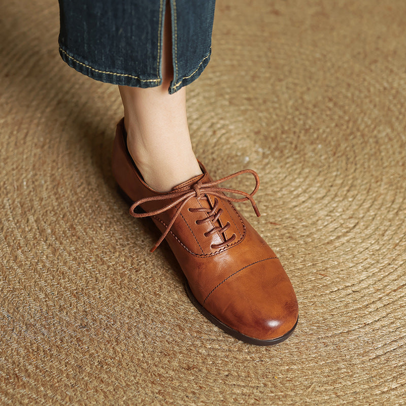 Chaussures Oxford Femme en Cuir Véritable