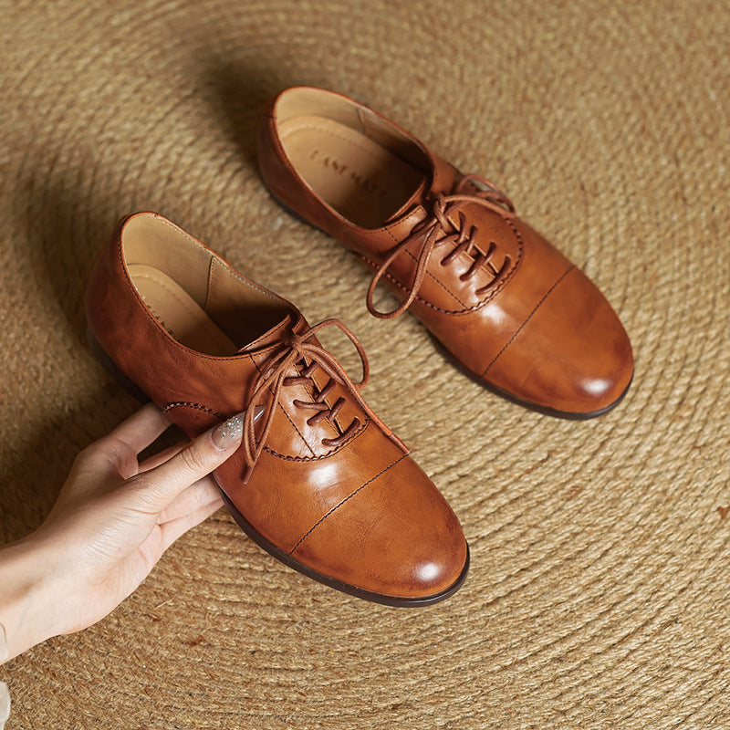 Chaussures Oxford Femme en Cuir Véritable