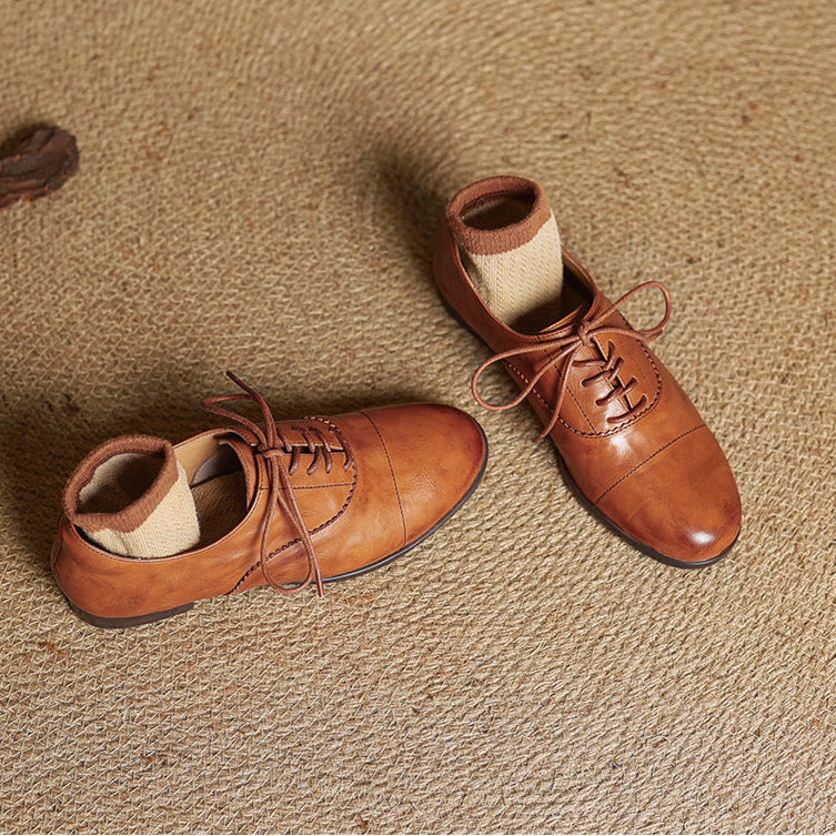 Chaussures Oxford Femme en Cuir Véritable