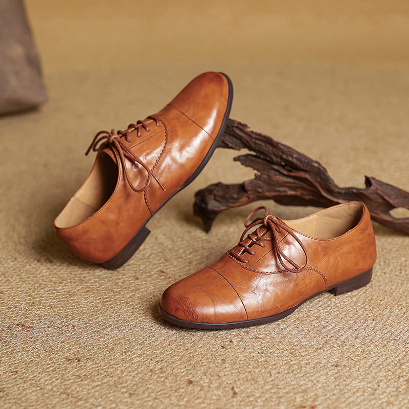 Chaussures Oxford Femme en Cuir Véritable