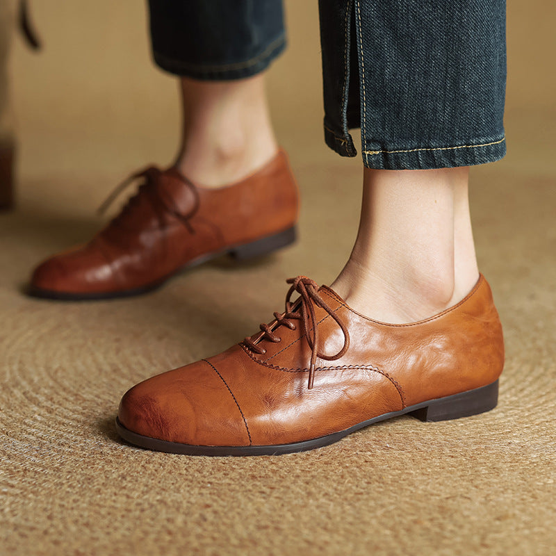 Chaussures Oxford Femme en Cuir Véritable
