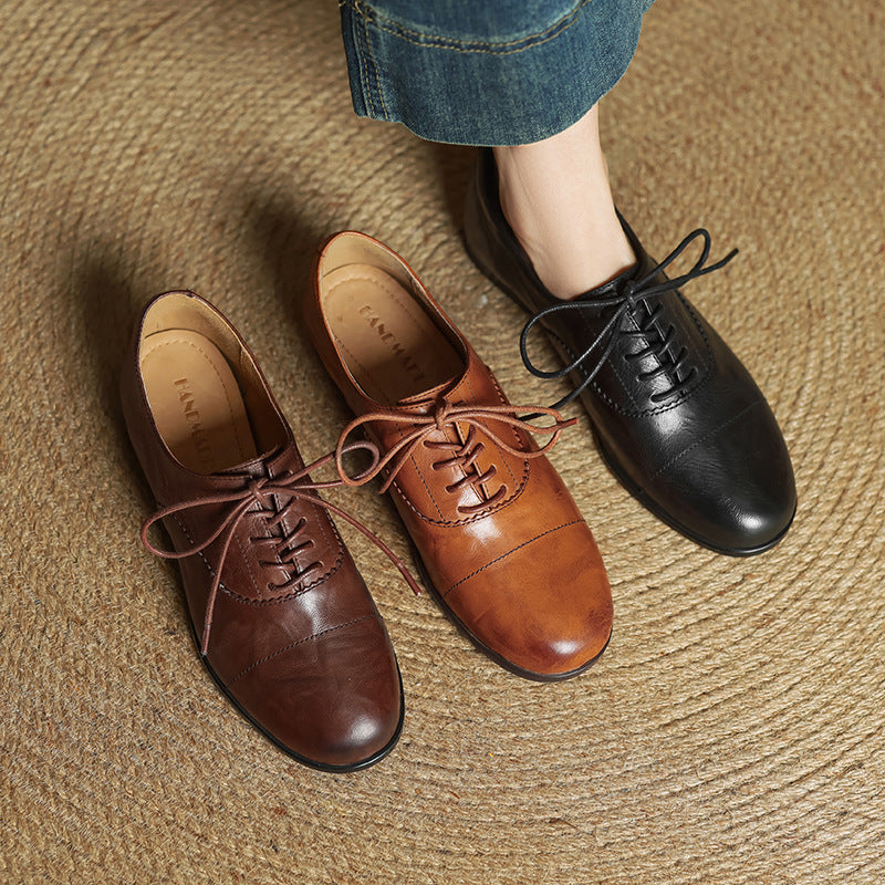 Chaussures Oxford Femme en Cuir Véritable