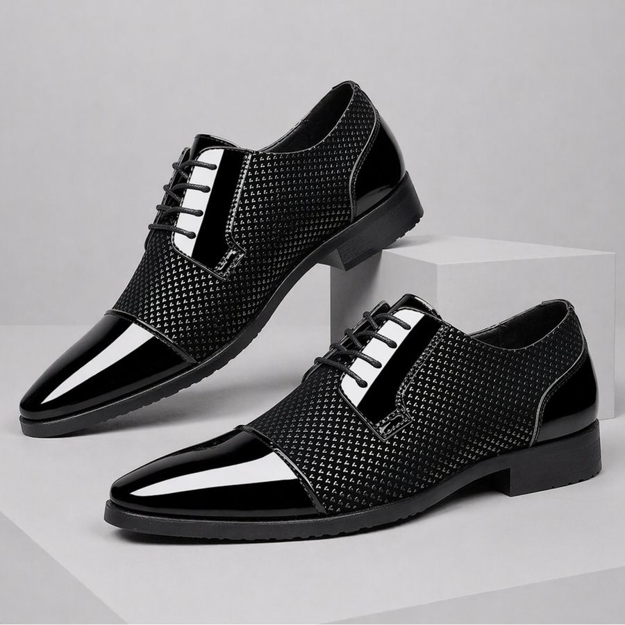 Chaussures Oxford Homme Cuir Verni Bout Pointu Talon Empilé