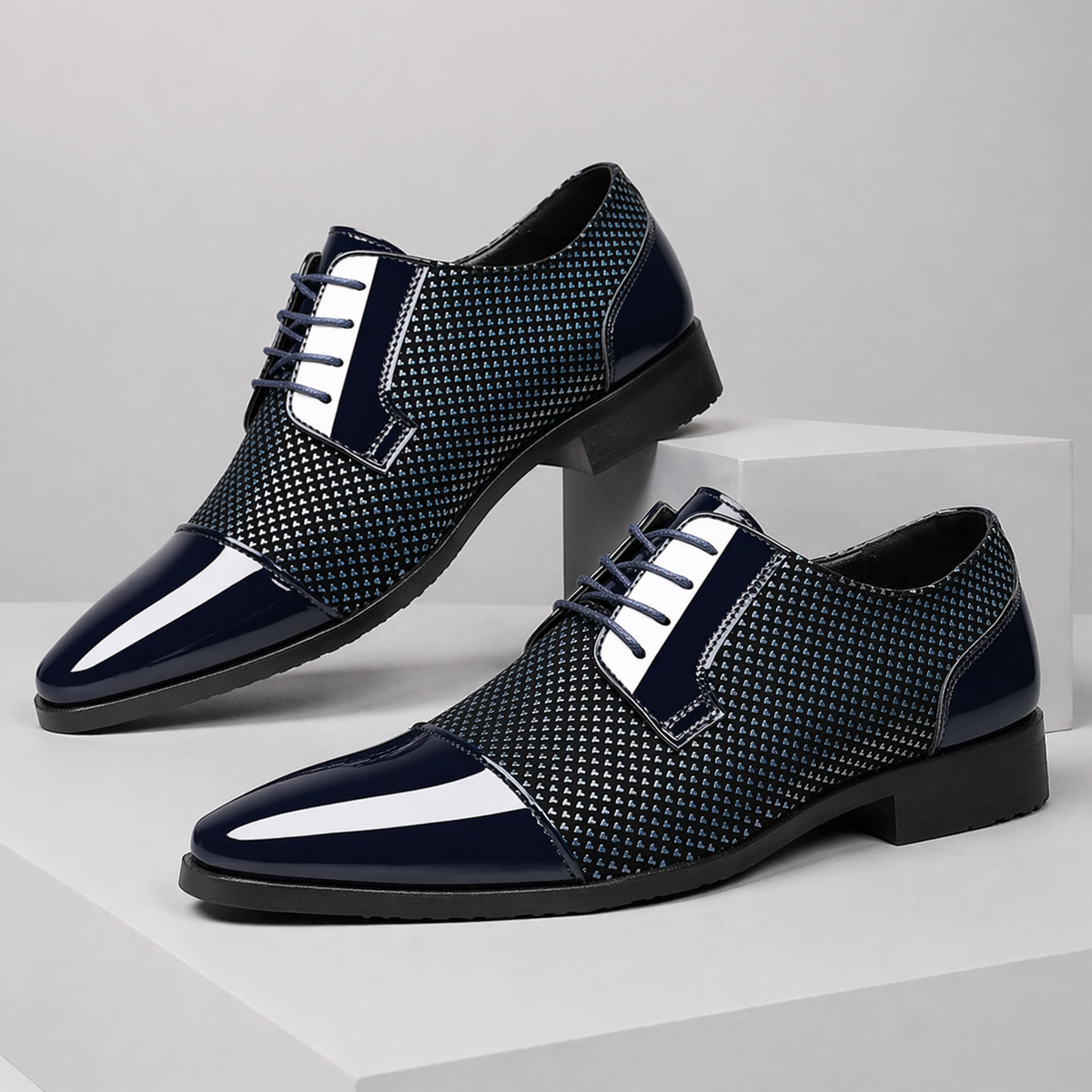 Chaussures Oxford Homme Cuir Verni Bout Pointu - Bleu