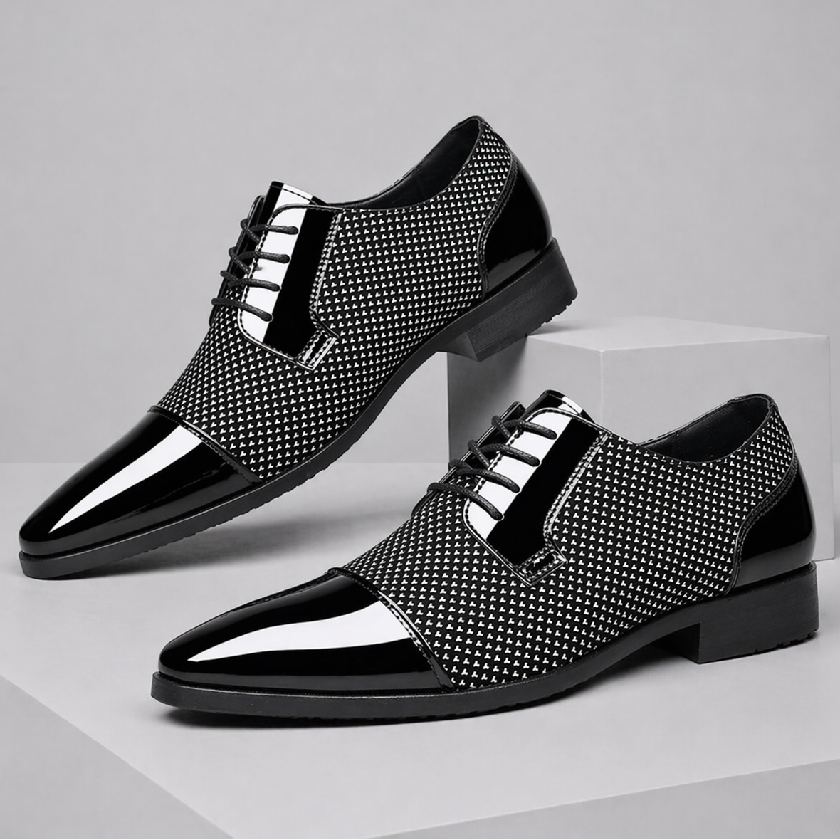 Chaussures Oxford Homme Cuir Verni Bout Pointu - Gris