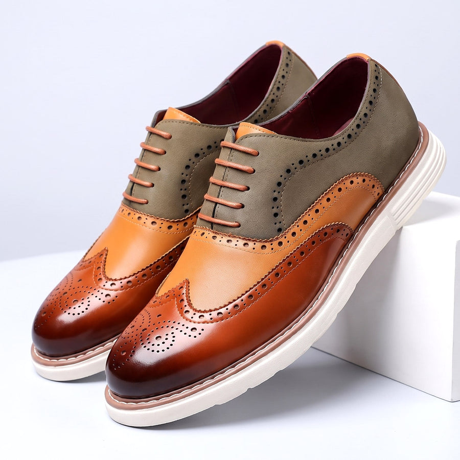 Chaussures Oxford Homme Simili Cuir Bout Golf Bicolore Semelle Confort