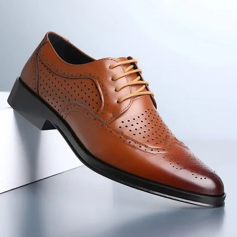 Chaussures Richelieu Bout Golf Homme en Cuir - Marron