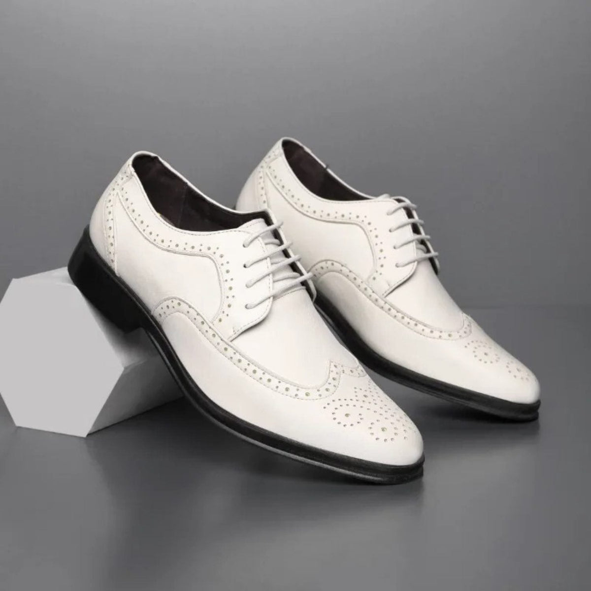Chaussures Richelieu Bout Golf Homme en Cuir - Blanc