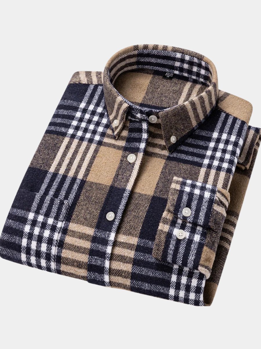 Chemise à Carreaux Homme Col Boutonné Coupe Décontractée