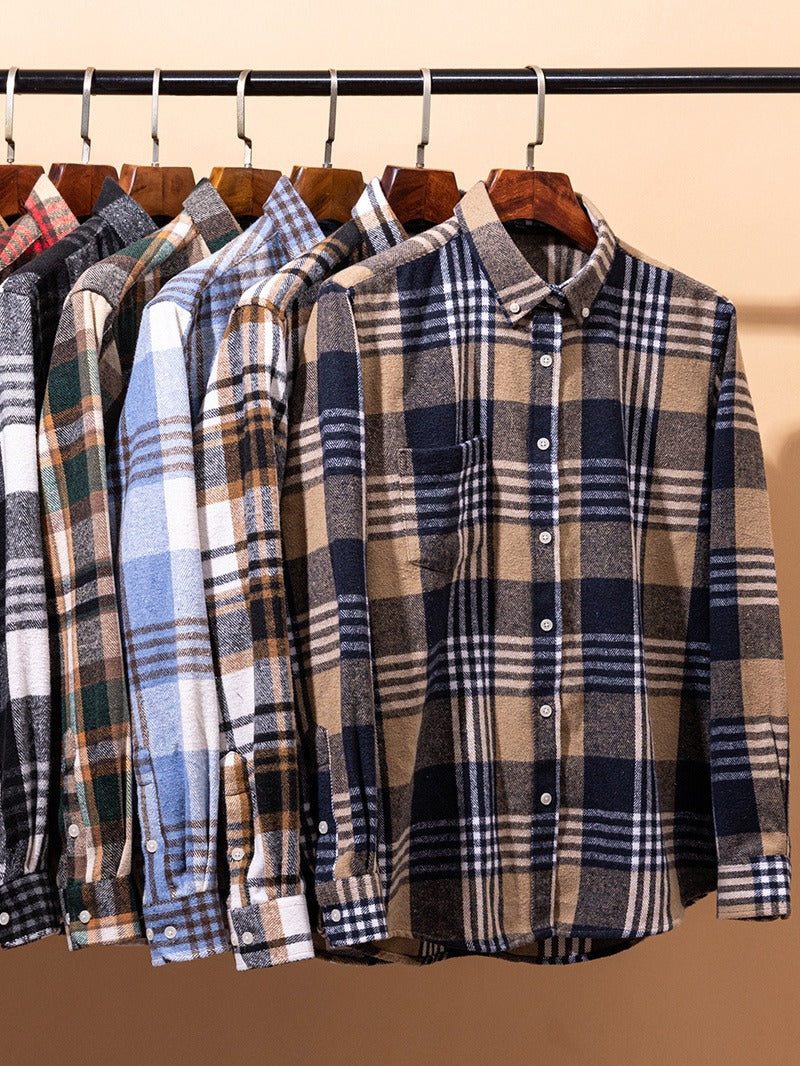 Chemise à carreaux homme col boutonné