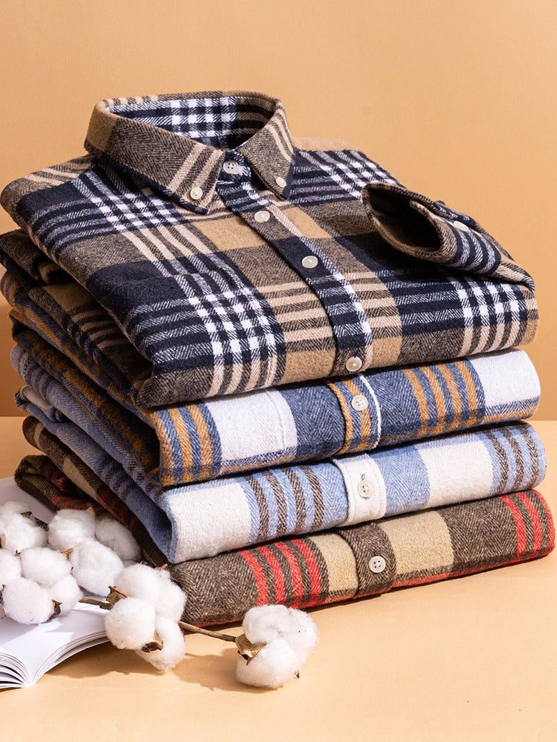 Chemise à carreaux homme col boutonné
