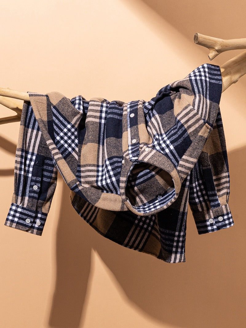 Chemise à carreaux homme col boutonné