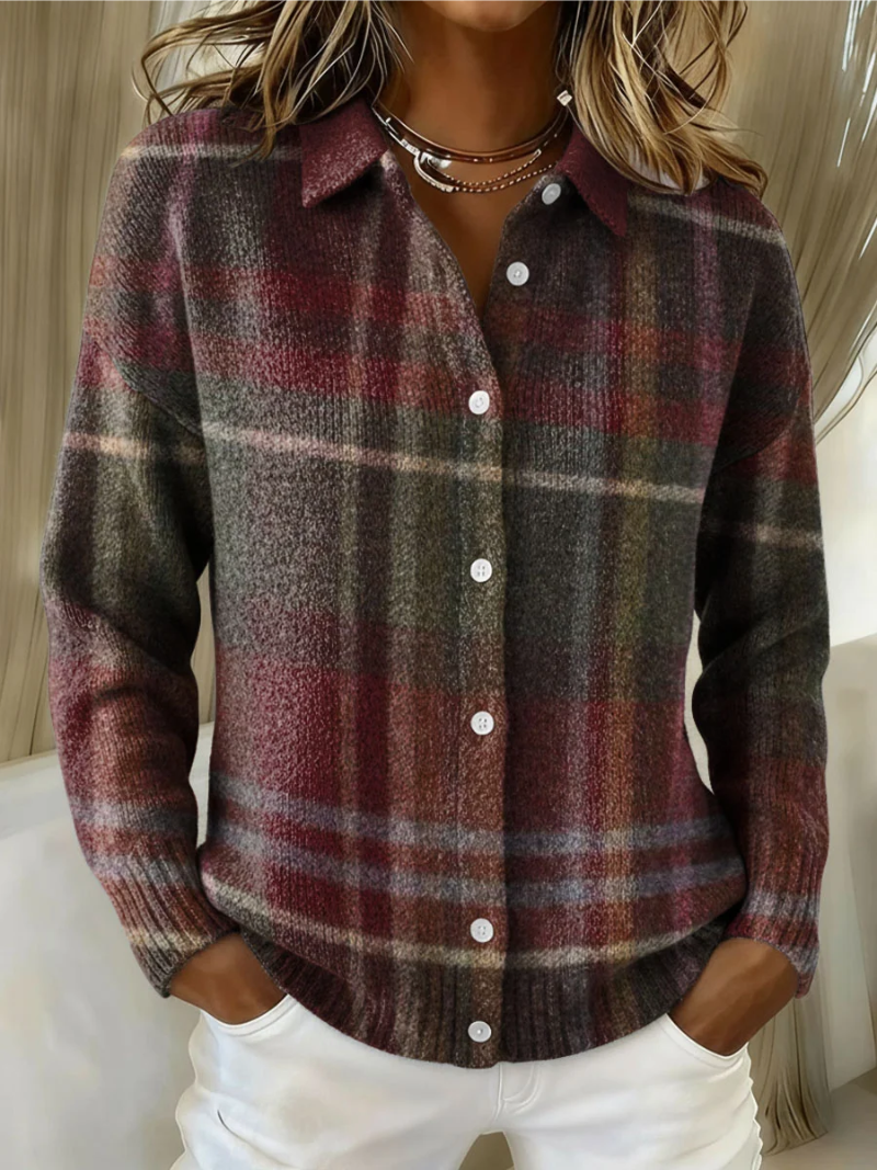 Chemise à Carreaux Manches Longues Femme