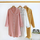 Chemise de nuit en coton rayée ample pour femme