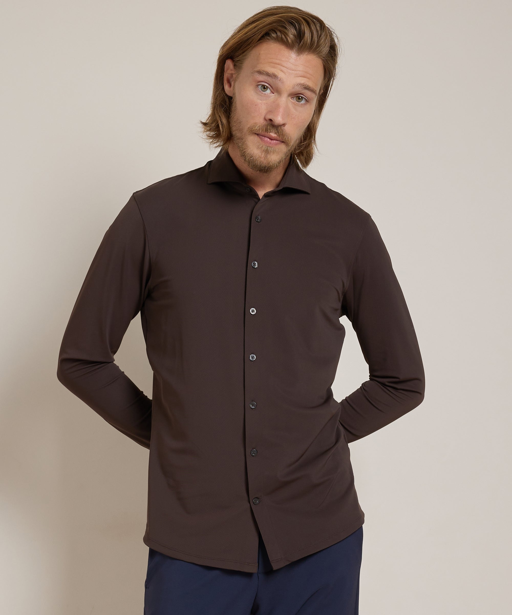 Chemise homme stretch regular fit manches longues smart casual
